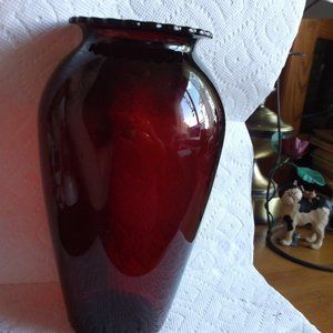 vintage ruby red glass vase